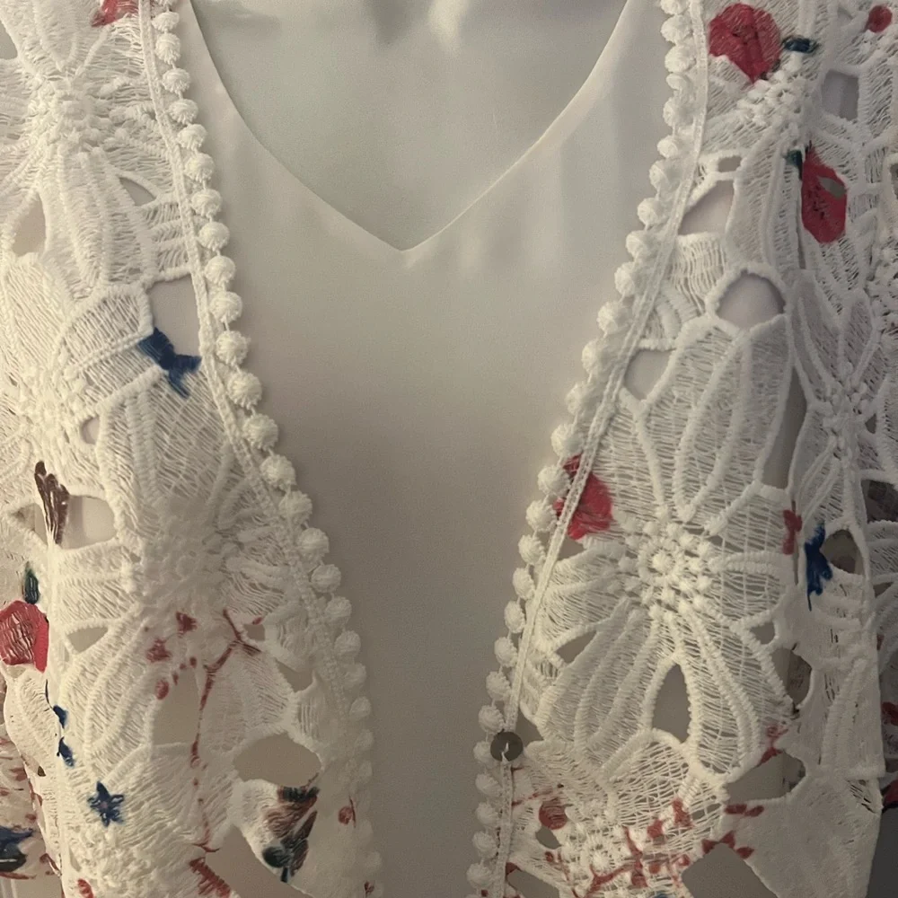 NWOT CHRISMcLAUGHLIN FLORAL LACE TOP TOPPER SZ XL - Picture 2 of 13